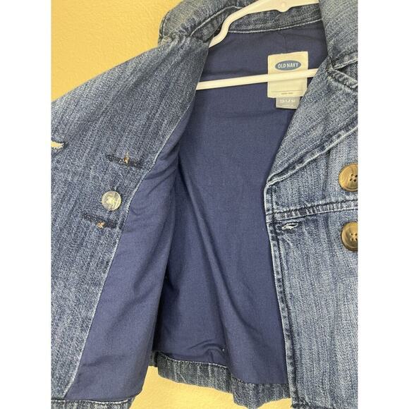 Old Navy Denim Peacoat Jacket, Blue, Cotton Blend, Double Breasted Toddler Girl - Picture 11 of 11